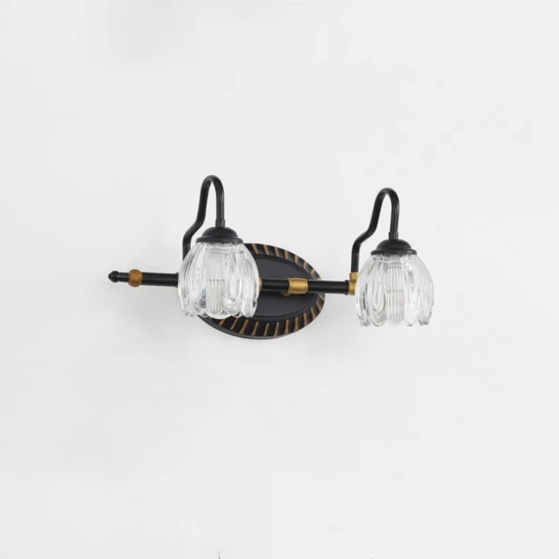 Modern Wall Light Fixture Black Led Wall Lamp Mirror 2heads LED 3Lights Picture Light Vintage Glass Bathroom Mirror Front  Light