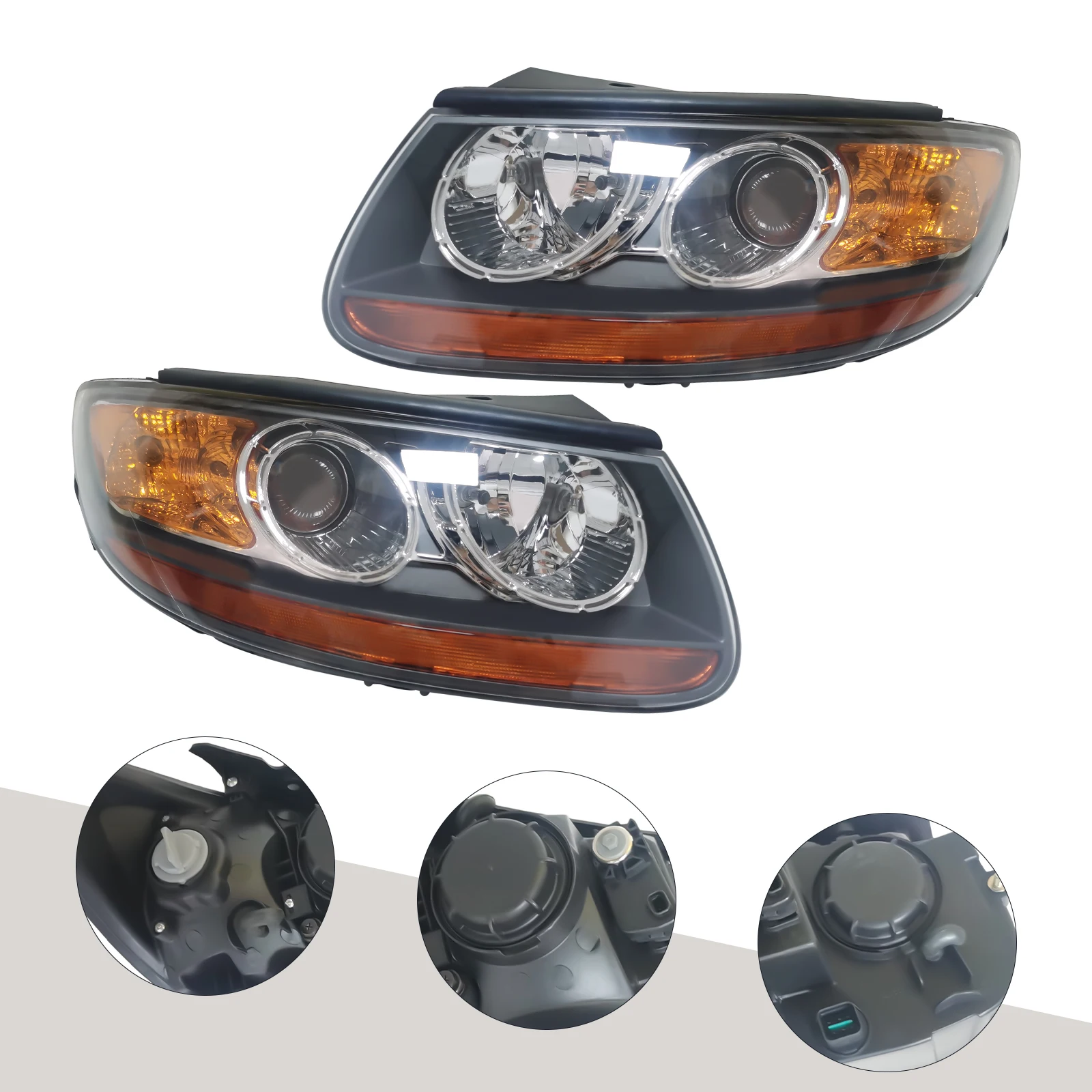 1 Pair Headlight Halogen For 2007-2012 Hyundai Santa Fe Headlights Headlamps Assembly Left & Right H7 /High Bulb 12V 55W