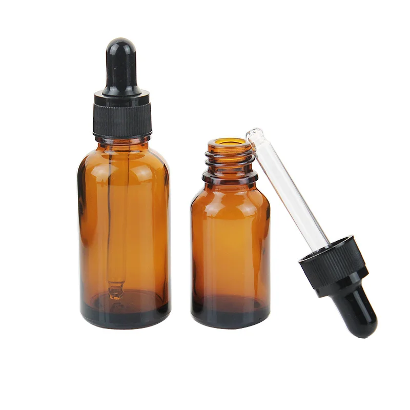 12pcs 10ml 20ml 30ml 50ml 100ml Amber Glass Dropper Bottle Liquid Cosmetic Pipette Bottle Essential oil Amber Glass Spray Bottle 4