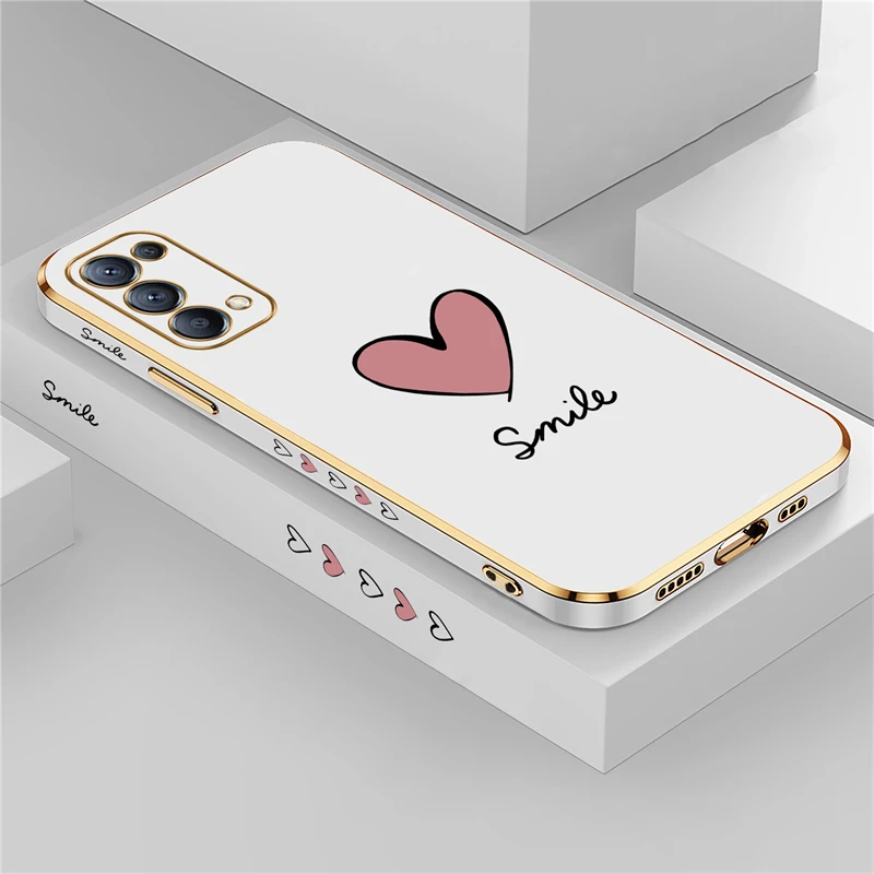 Luxury Plating Love Heart Soft Phone Case with Camera Protection Cover