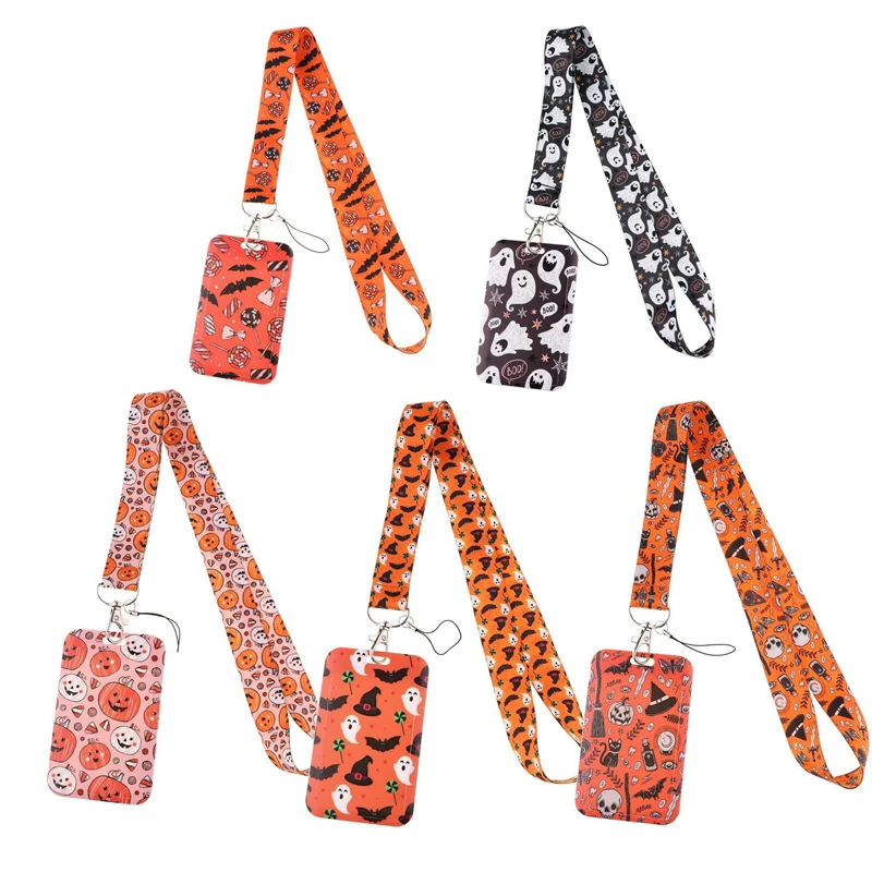 

Держатель для карт на Хэллоуин, модный аксессуар с кармашками для карточек и автобусов, с мультяшным рисунком, для детей