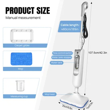Steam Mop for Floor Cleaning Detachable Portable Steamer 370ml Water Tank Window Cleaner Clothes Ironing Head Steam Cleaner 1