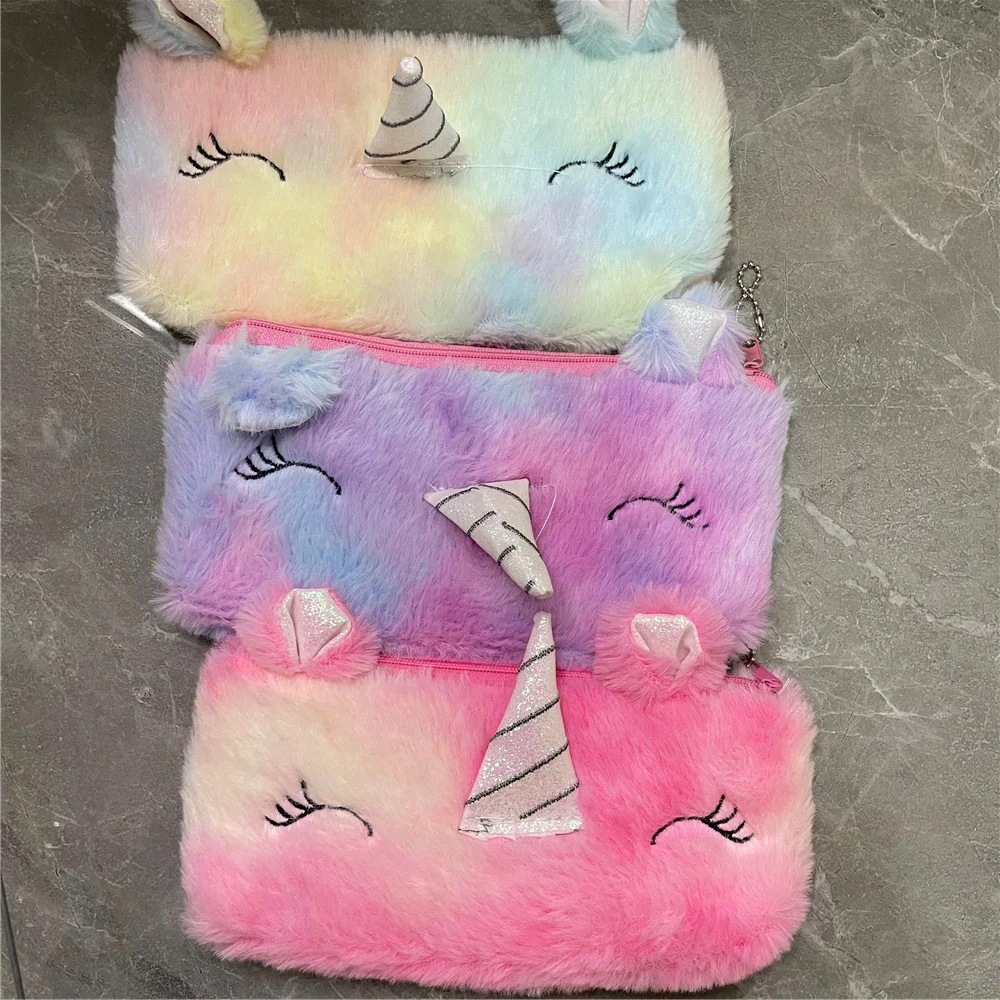 1X Random Color , Animal Coin Bag , 22CM Plush Unicorn Keychain Pocket Coin BAG Purse