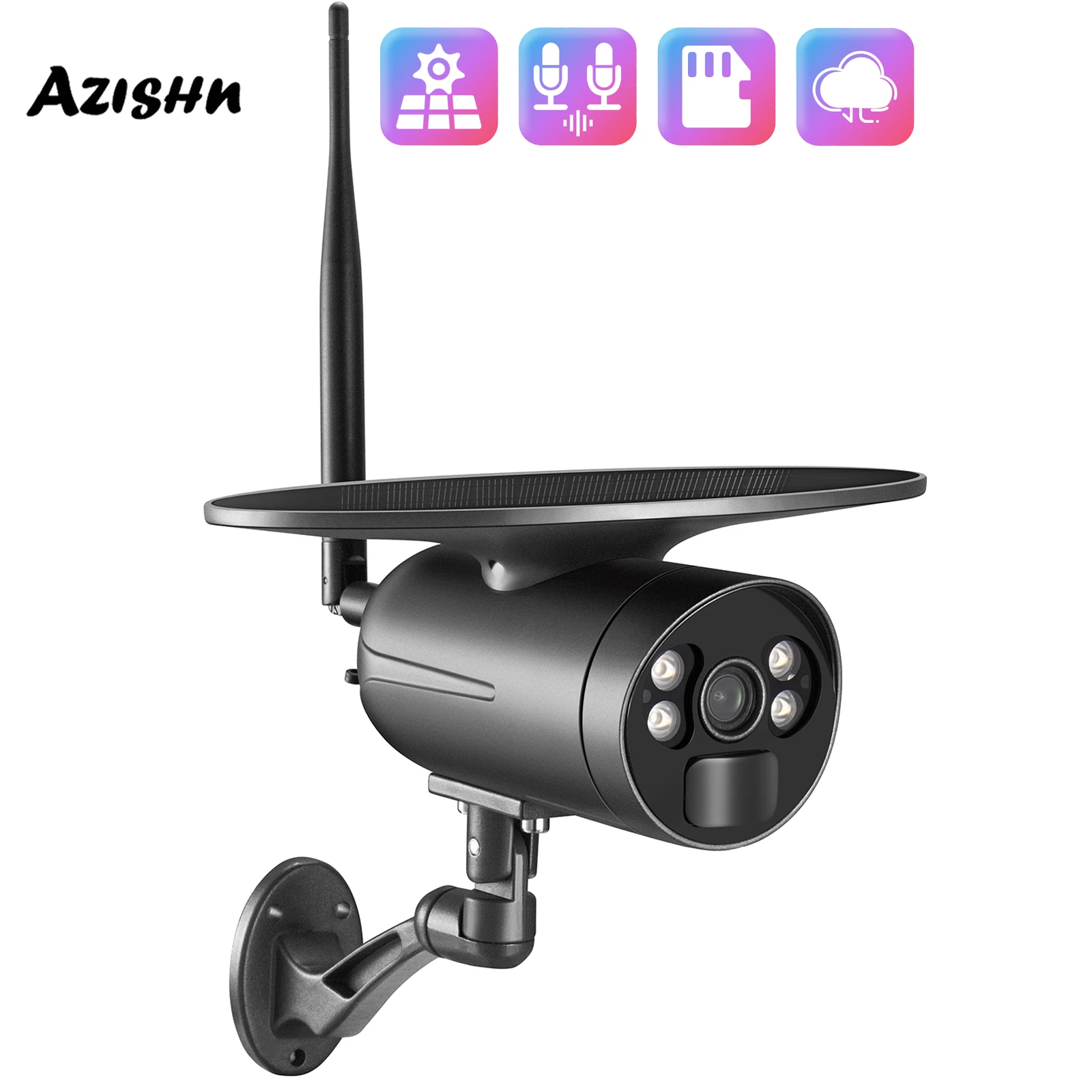 dummy camera AZISHN Solar Power Camera WiFi 1080P Tuya APP Security Wireless Battery Camera Outdoor 4 Array Leds Night Vision CCTV Surveillan outdoor use wireless surveillance cameras