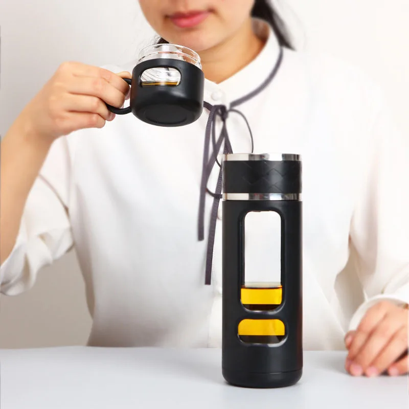 Tea cup Tea water separation 520ML Tea cup Water dishes Double-layer Insulation cup Portable Filtering thermal