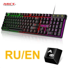  RGB Gaming keyboard Gamer keyboard and Mouse With Backlight USB 104 keycaps Wired Ergonomic Russian Keyboard For PC Laptop 