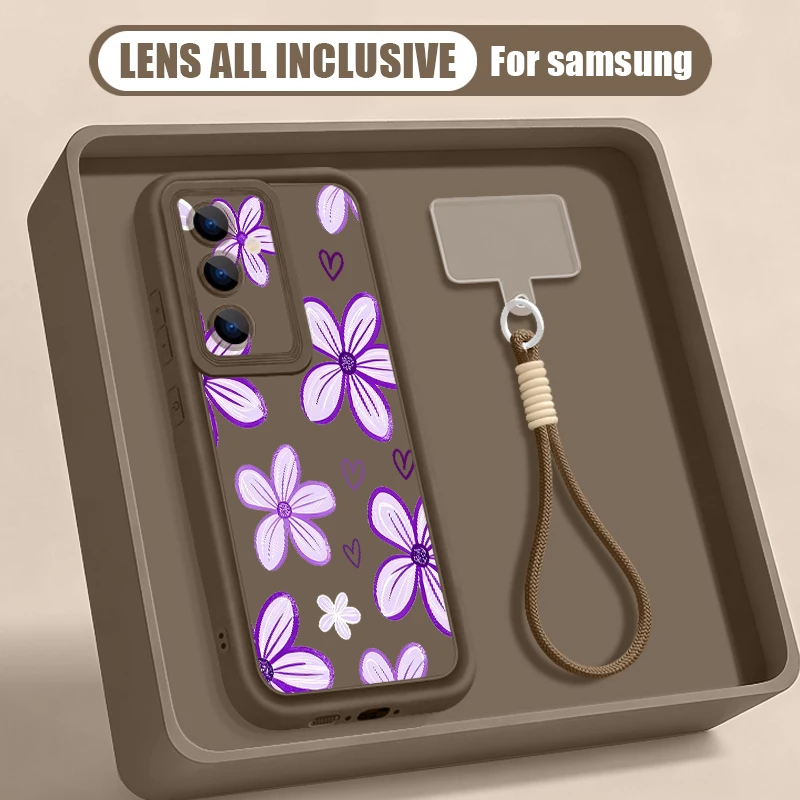 Vibrant Floral Print Phone Case with Lanyard Cover