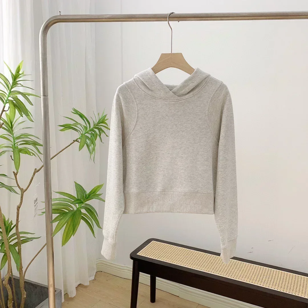 Lemon Women's Loungeful Hoodie Short Long-sleeved Hoodie Female Fitness Yoga Pure Cotton Wool Ring Loose Casual Pullover