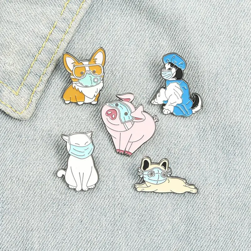 Life First Animal Smalto Pin Custom Cat Dog Pig Corgi Husky French Bulldog Spille Bag Spilla Cartoon Fun Badge Jewelry Gift