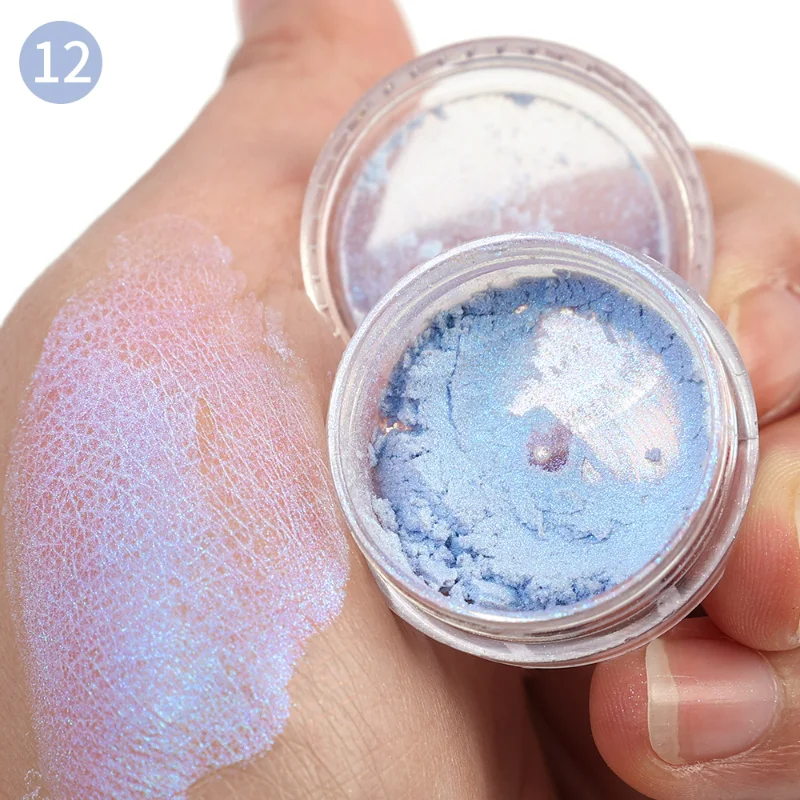 Polarized Chrome Eyeshadow Powder 12 Colors Lasting Waterproof Pearlescent Glitter Matte Green Pink Blue Loose Powder Eye Makeup