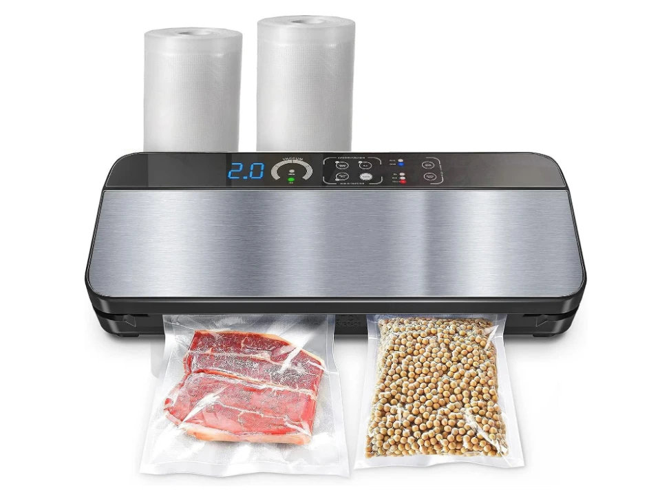 

Vacuum Sealer Machine, Digital Display Food Sealer with Built-in Cutter and Bag Storage(Up to 20 Feet), LED Indicator Lights