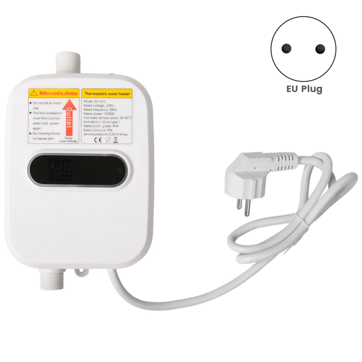 Instant Water Heater 3500W Digital Display EU Plug 220V Bathroom Faucet