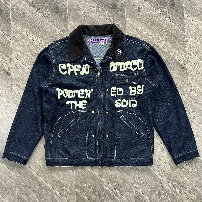 

24ss Oversized CPFM.XYZ Men Denim Jackets Women 1:1 Best Quality Embroidery CPFM.XYZ Powered By The Sun Jacket