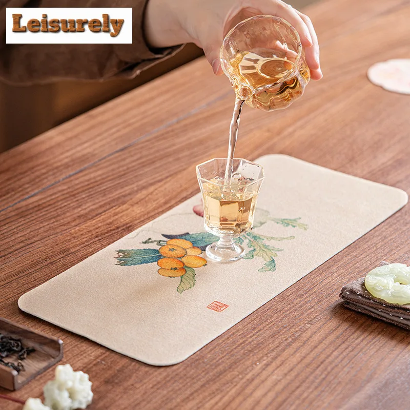 Miscellaneous Vegetables Rectangle Tea Table Mats Luxury Drink Coaster Household Dinner Table Cloth Mat Tea Ceremony Ornaments