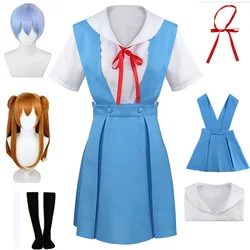 Anime EVA Asuka Langley Soryu Cosplay Ayanami Rei Cosplay Costumes School Uniform Dresses Wigs JK Uniform Skirt Party Halloween