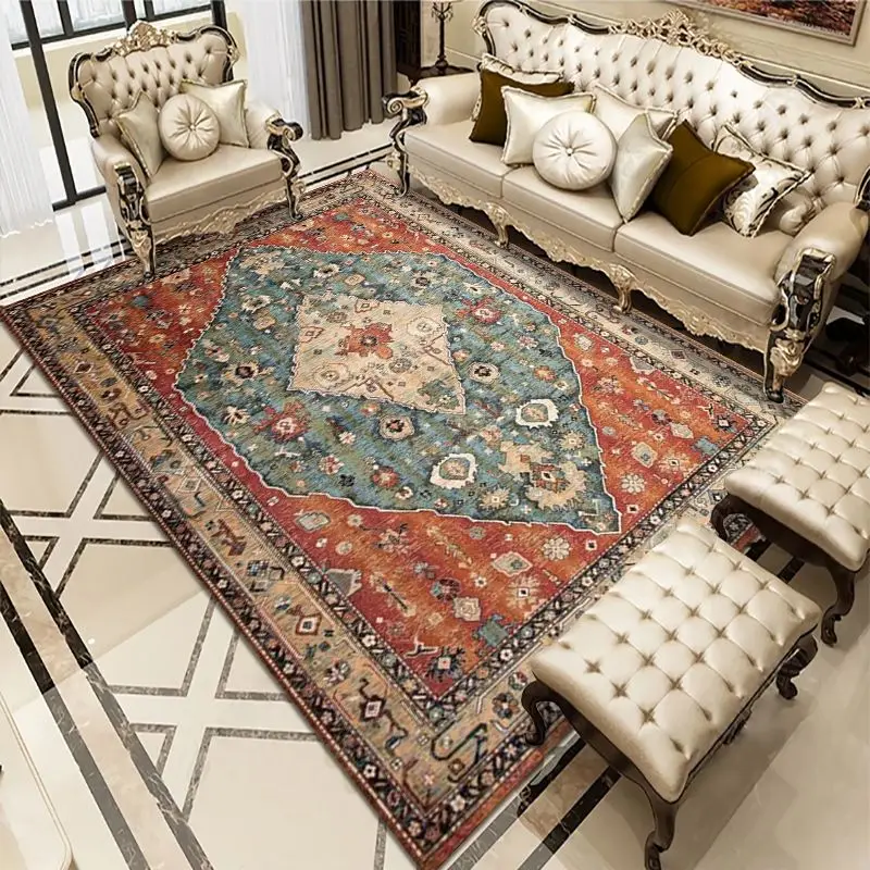 

American Vintage Persian Living Room Rugs Decoration Bedroom Floor Mats Home Large Area Sofa Table Carpet Lounge Rug Washable