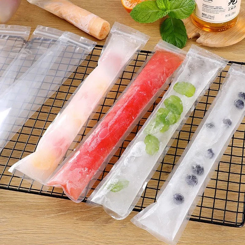 Disposable Ice Popsicle Mold Bags 100Pcs Freezer Tubes Zip Seals Ice Cream Yogurt Sticks Juice Smoothies Bags Bpa Free