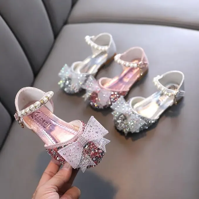 Girls Sandals Rhinestone Sequins Girls Princess Shoes Children Party Dance Shoes Student Spring Autumn New Flats Kids Performanc