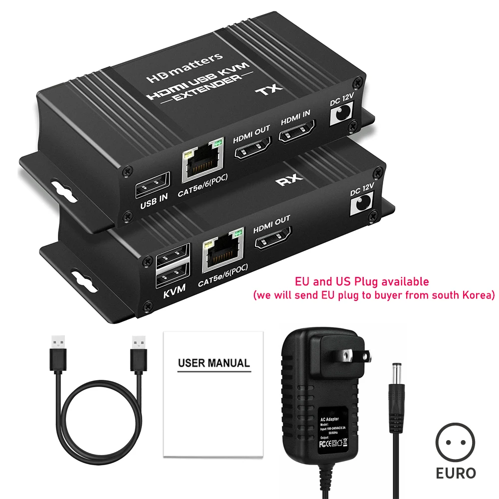 USB HDMI KVM extender splitter over Ethernet 1080P 4K 60Hz