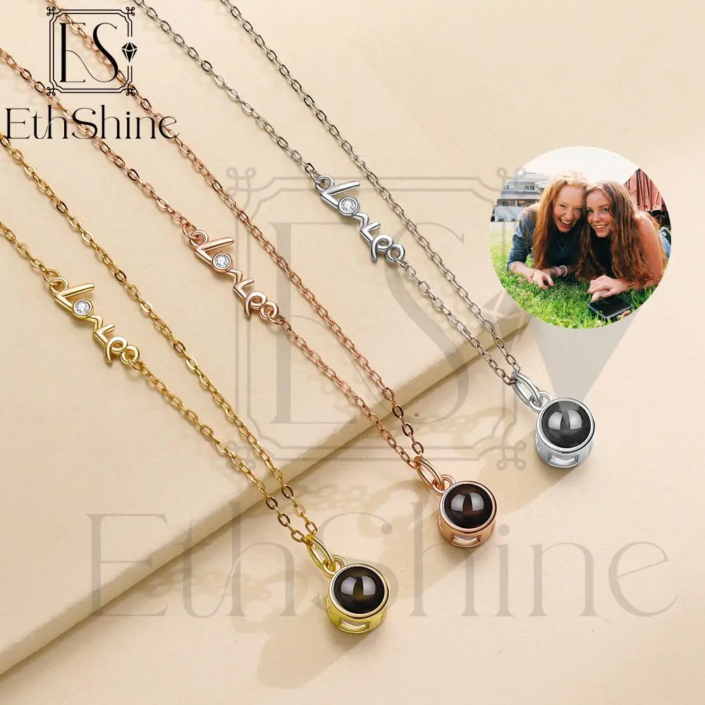

S925 Custom Projection Photo Necklace Personalized Pet Photo Pendant Chain Pet Memorial Gift Anniversary Gift Valentine's 2023