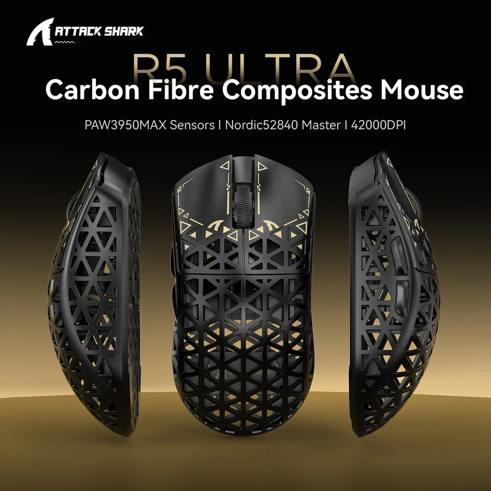 ATTACK SHARK R5 ULTRA マウス 本体 Attack Shark R5 Ultra Wireless 8K Gaming Mouse Black