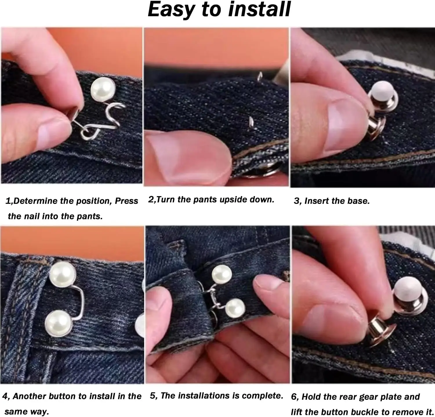 2/1Sets Jean Button Pins Adjustable Detachable Jeans Waist