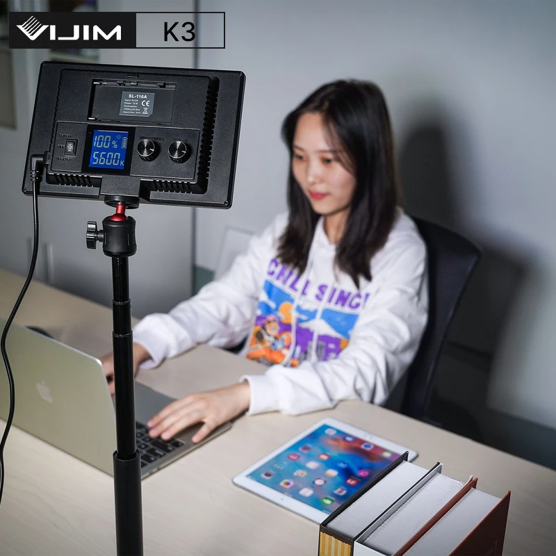 VIJIM K3 19.2X12.7cm LED Video Lighting Panel EU US Desktop Light With Stand 3200K-6000K Photography Light Photo Studio Live