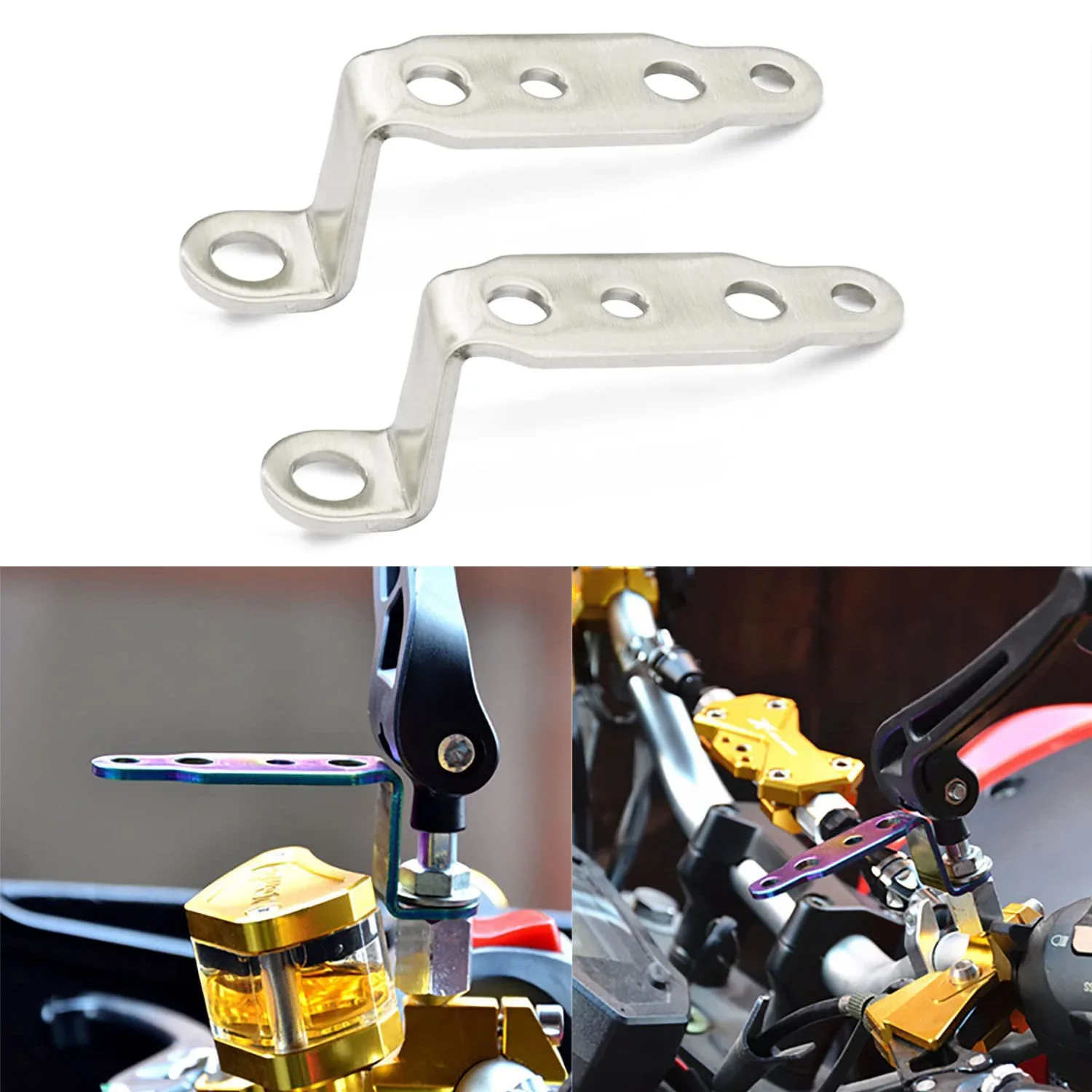 1-3PC Motorcycle LED Headlight Bracket Rearview Mirror Lamp Spotlight Extension Holder Clamp Motorbike Scooter Accessories