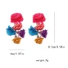 Exaggerated Boho Colorful Cloth Simulation Flowers Tassel Drop DangLe Earrings for Women Floral Eye-catching Statement Jewelry 6