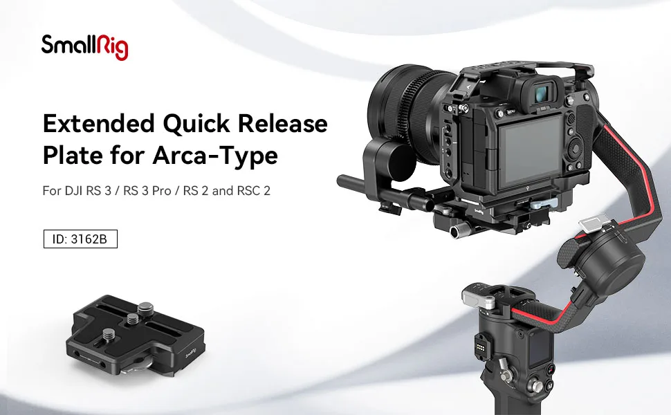 Extended Arca-Type Quick Release Plate, for DJI RS 2/RSC 2/ RS 3 / RS 3 Pro / RS