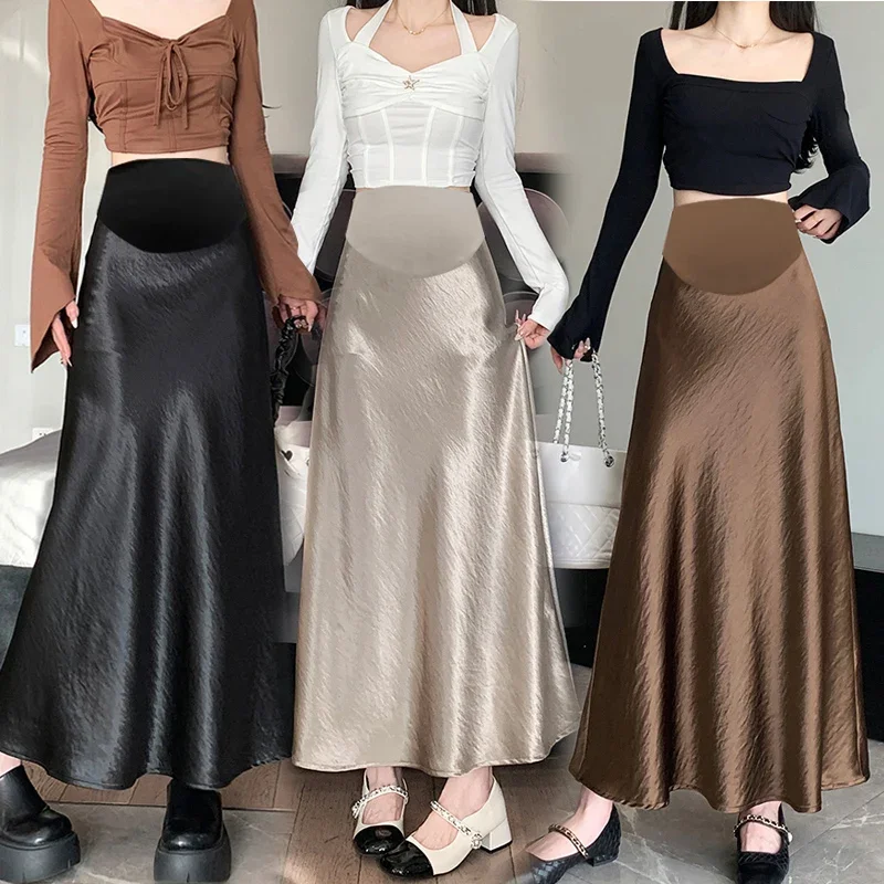 Spring Autumn Maternity Fishtail Skirts Solid Color High Waist Pregnant Woman A-line Belly Skirt Good Quality Party Clothes