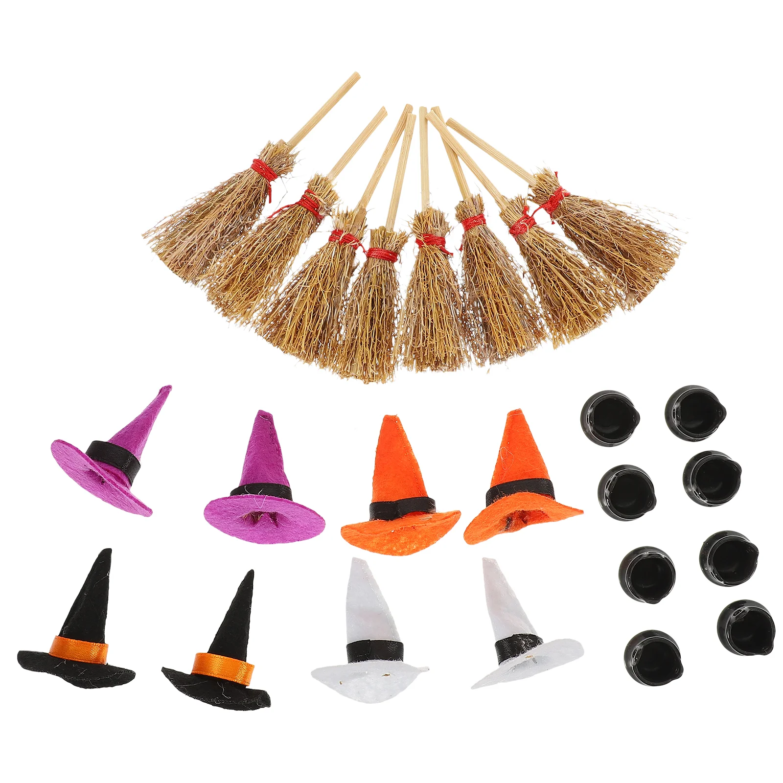 

Halloween Mini Felt Witch Hats sets Wine Bottle Witch Hats Decor DIY Craft for Halloween Party Home Bar Decoration Supplies