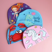 Kids Swimming Cap Lovely Cartoon Bathing Hat Elastic Water Sports Caps Children Diving Surfing Turban Ear Protection Swim Hats 1