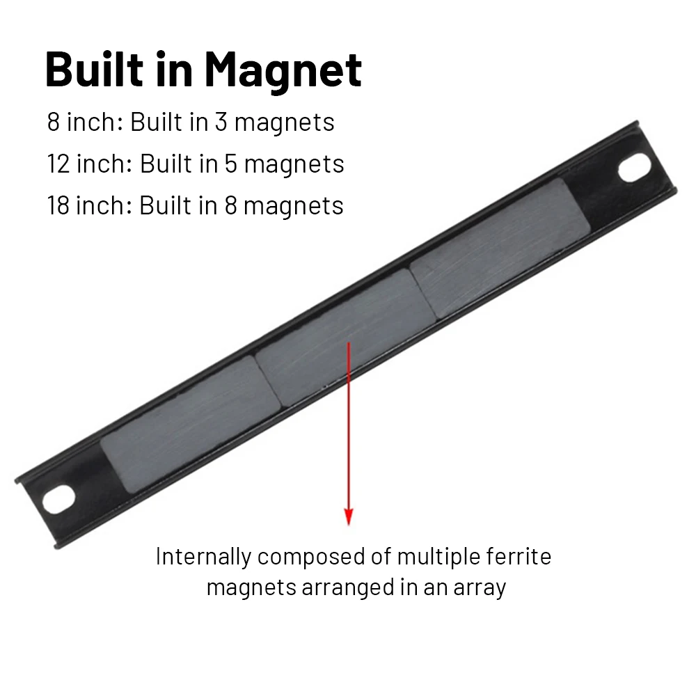 8/12/18 inch Magnetic Holder Metal Tool Hardware Kitchenware Magnetic Strip Organizer Rack for Workshop Garage Home