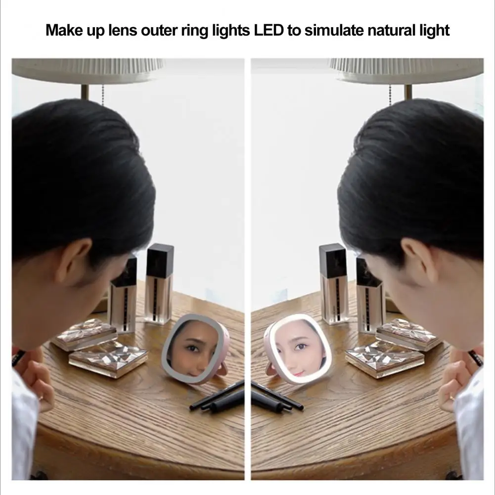 

1 Set Convenient Pocket Size Vanity Mirror LED Makeup Mirror Battery Powered Fill-Light