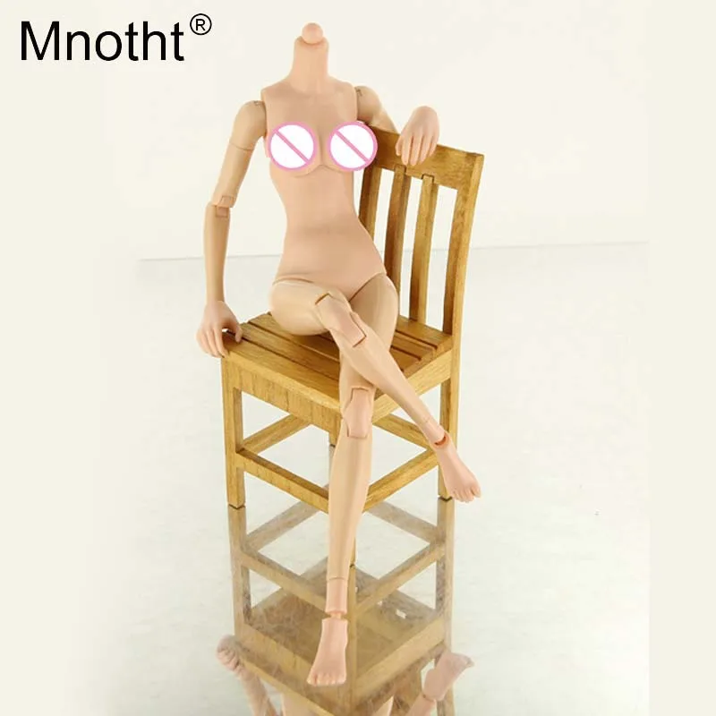 

1/6 Scale Female Body Figures Middle Breast Flexible Body Fish Sitting Nude Action Figure Collectible Doll Toys For KUMIK Head