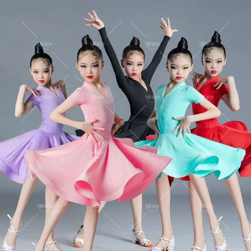 

Тренировочная одежда для латиноамериканских танцев для девочек, модная новая детская одежда для выступлений, танцевальная одежда для женщин