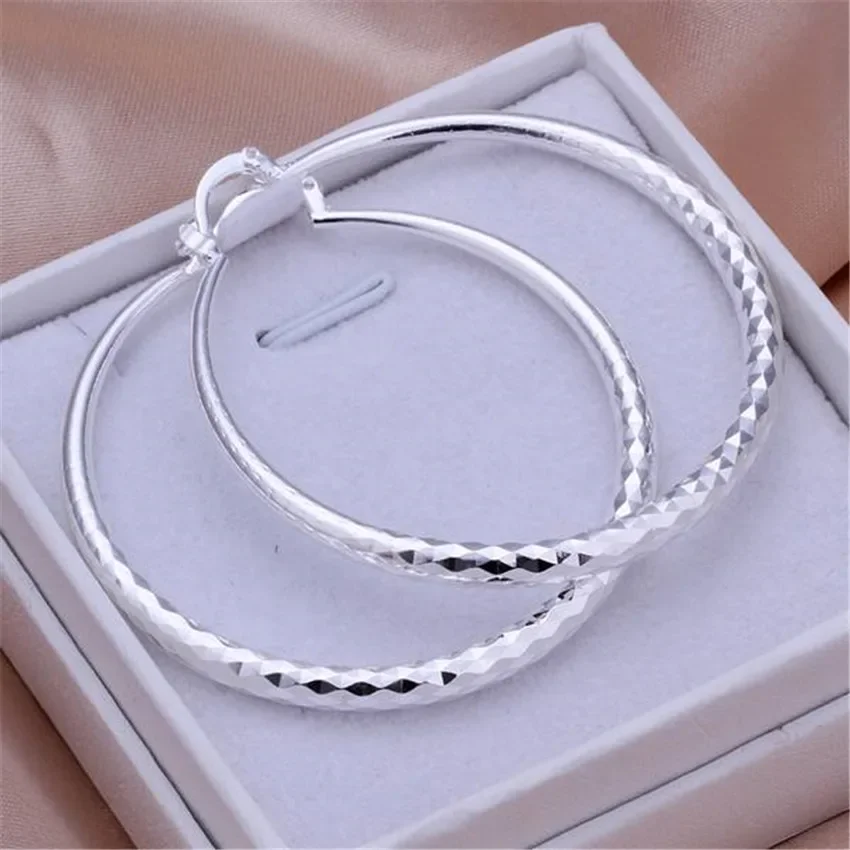 

Silver 925 Plated Earrings WOMEN Lady Big Cricle Round Hot Selling Fashion Jewelry Direct Factory Price Christmas Gift