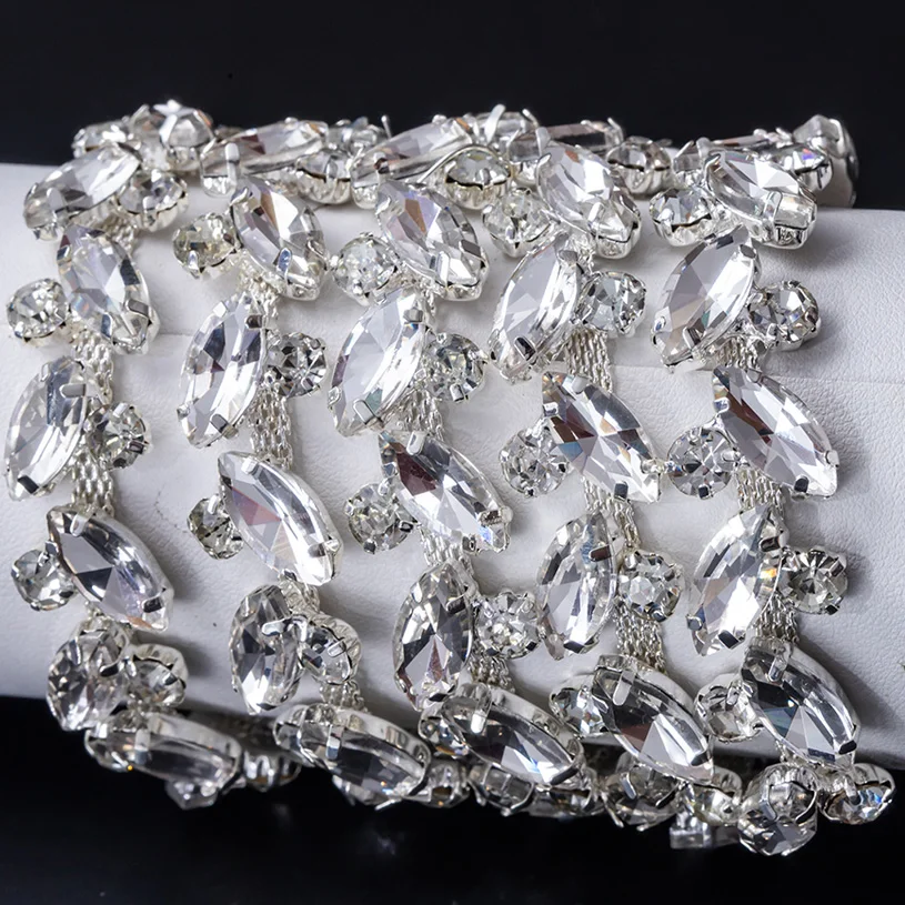 

DUcrystal, 1 ярд/82 см, Хрустальная металлическая цепочка из прозрачного стекла, декоративная отделка hinestone, используется для свадебных платьев, ювелирных изделий, поделок