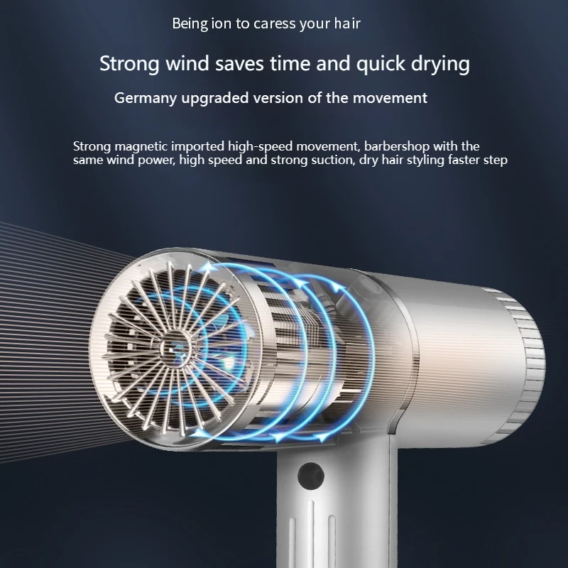 New Concept Hair Dryer Professional Quick Drying Low Noise Dryer Blue Light Negative Ion Hair Care Personal Care Products hair dryer