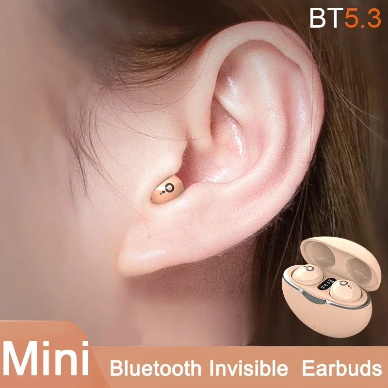 

Mini Bluetooth Headset 5.3 Invisible Earbuds Wireless Headphones TWS Noise Reduction Sleeping Earphones For Music Home Work