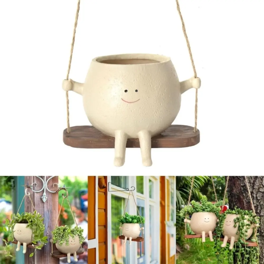 

Waterproof Hanging Head Planter Pot Wall Hanging Smiling Face Planter Pot Durable Flower Holder Hanging Basket