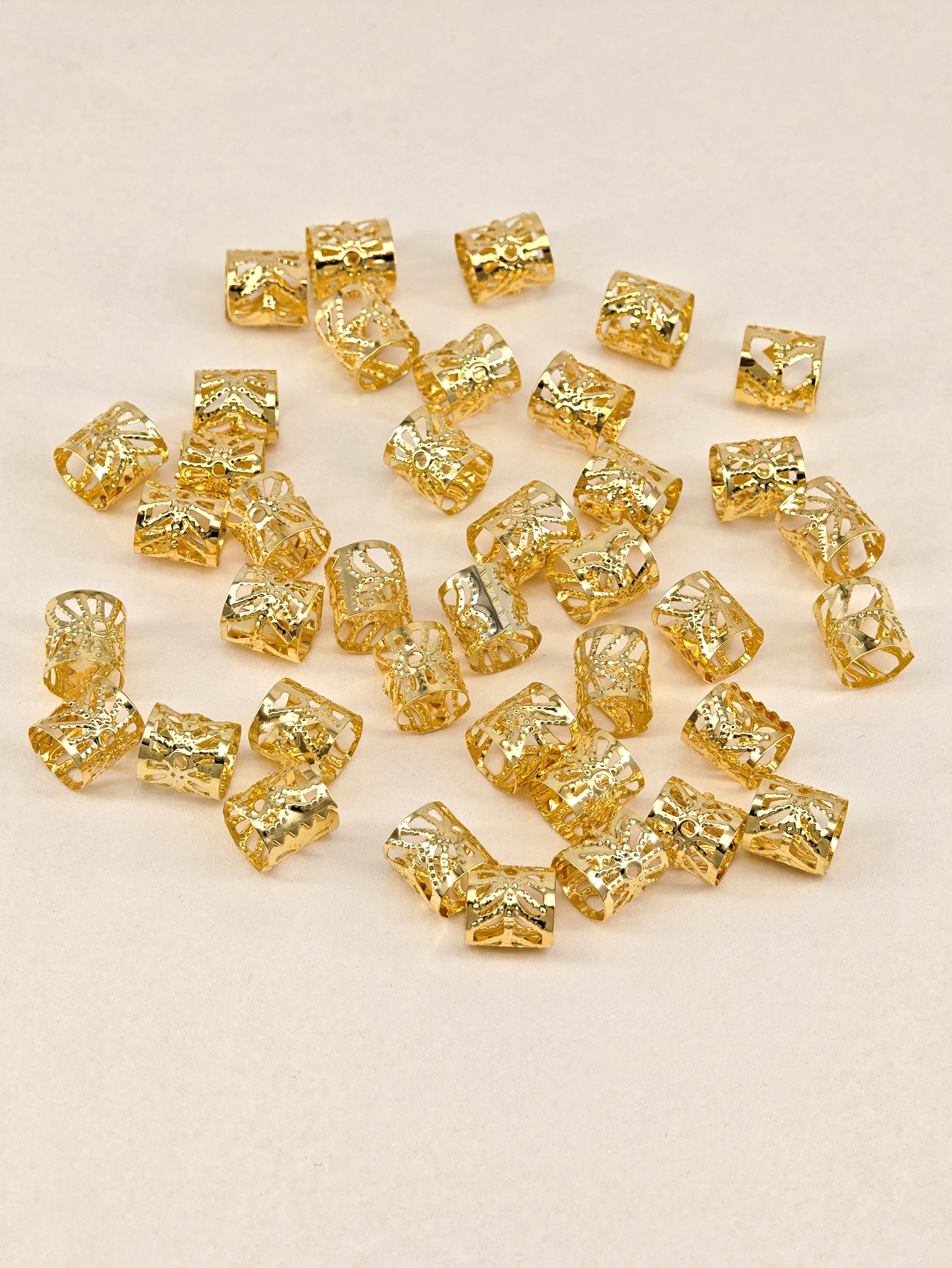 Gold Dreadlock Hair Accessories - Adjustable Braiding Cuffs for Women and Girls (40 Pieces)