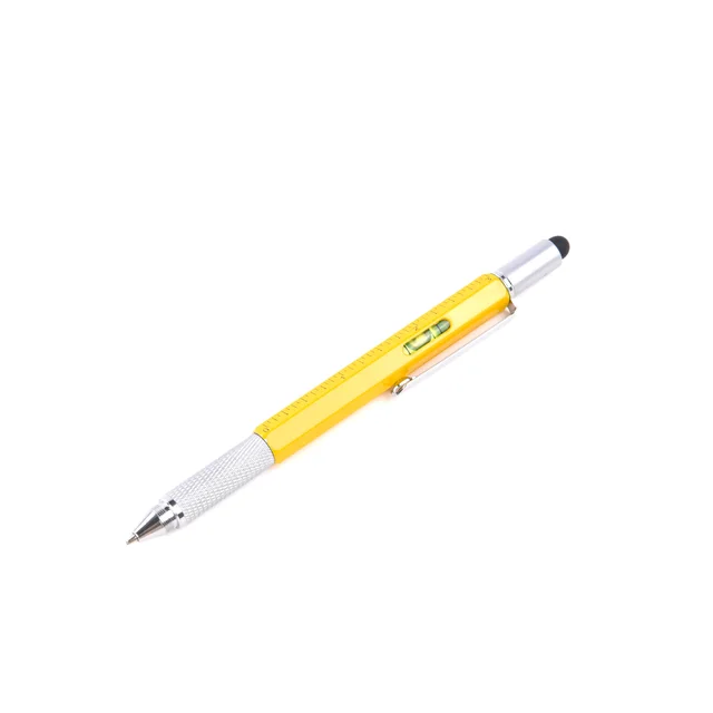 7 In1 Multifunction Handheld Screwdriver Tool Ballpoint Pen Measure Technical Ruler Screwdriver Touch Screen Stylus Spirit Level 7 in 1-Yellow