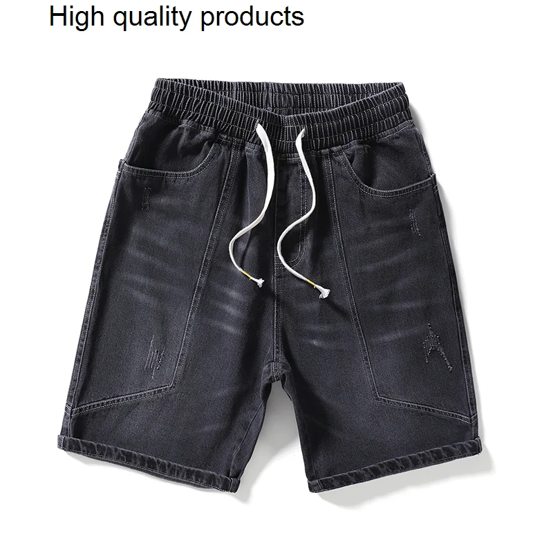 

Summer Big Size Short Men Casual Plus Large Black 5 Loose Denim Shorts 8XL Breeches Jean Knee Pants Y2k 5XL 7XL Blue