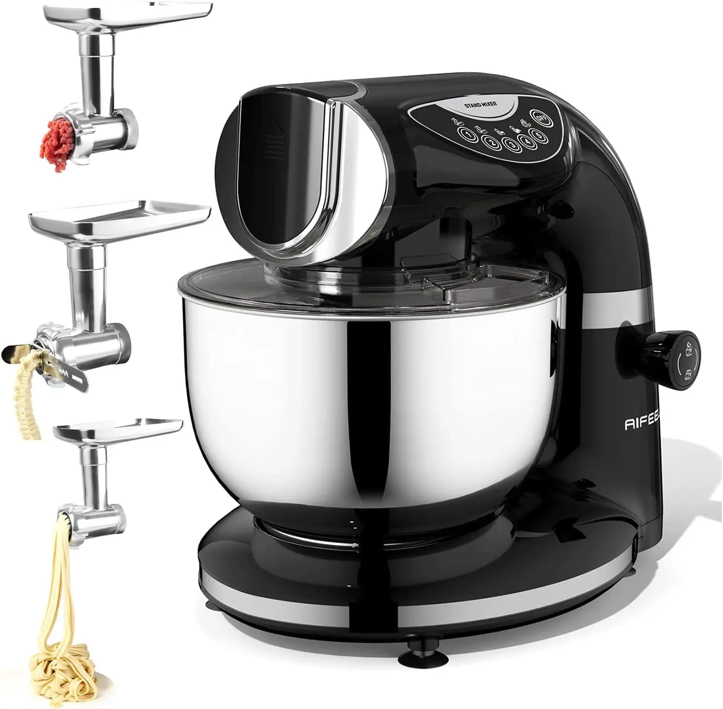 

Mixer 800W, 8.5QT Bowl, 7 in 1 Multifunctional Kitchen Mixer with Dough Hook, Whisk, Beater, Meat Grinder,Pasta & Cookie Mak Lic