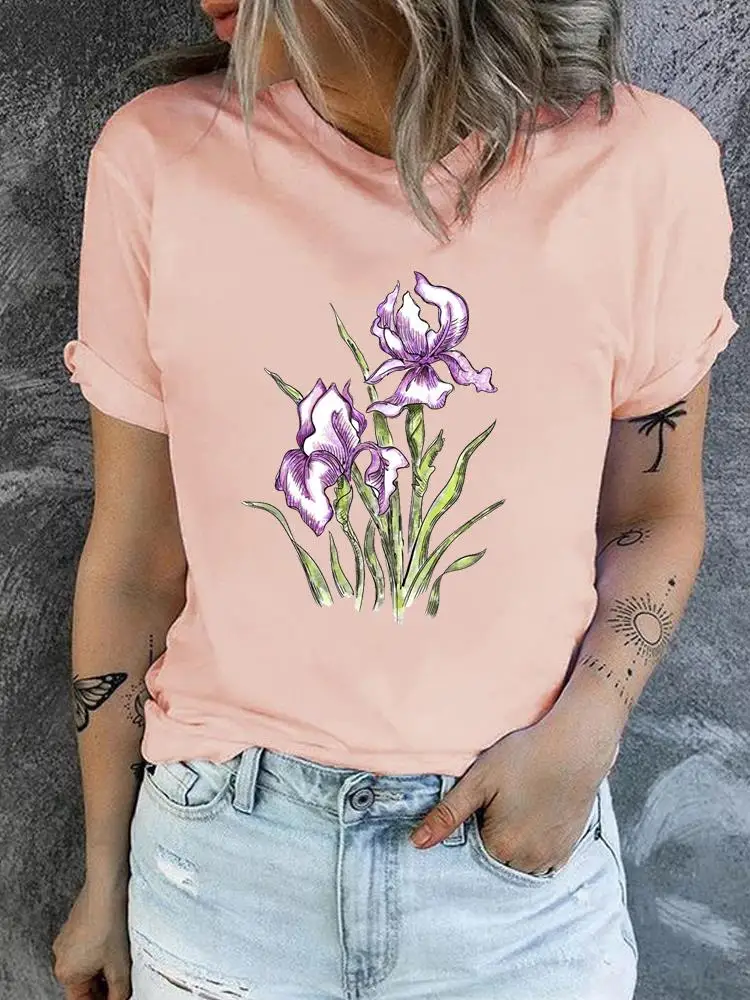 

Flower Watercolor Trend 90s Fashion Clothing Women Female Short Sleeve T Clothes Ladies Casual Graphic Tee Print T-shirts