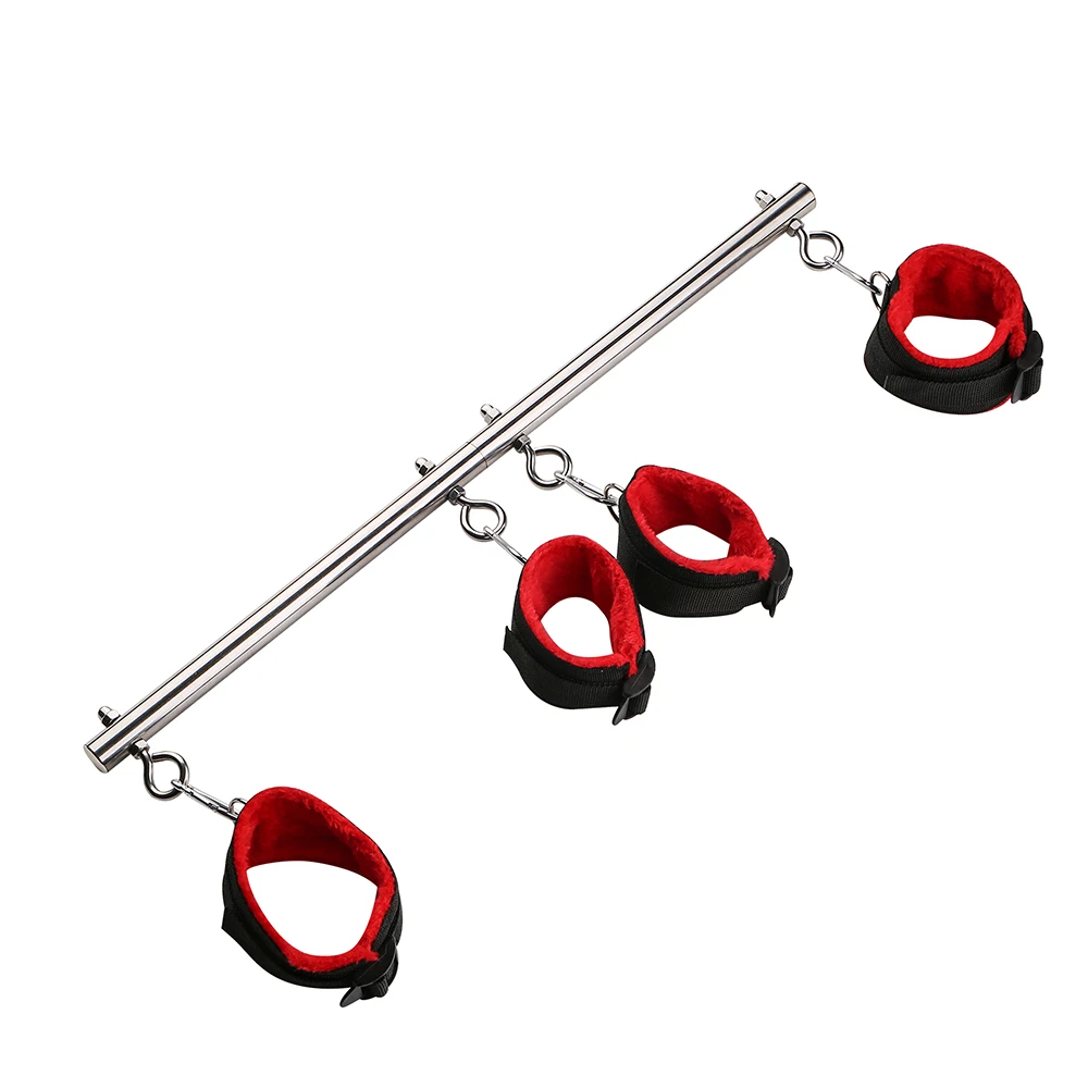 BDSM Bondage Kit Stainless Steel Extendable Spreader Bar Slave Handcuffs Ankle Cuffs Fetish Restraints Set Sex Toys for Couples