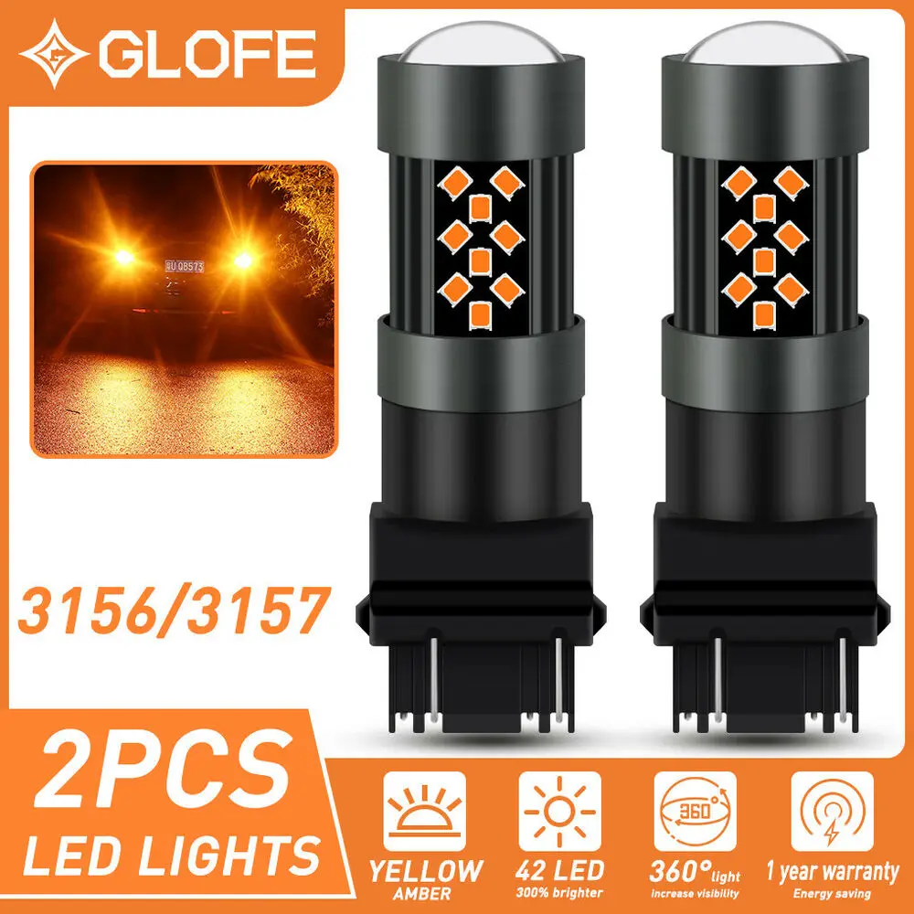 2X 3157 4157 4057 светодиодная Янтарная угловая лампа поворота 42Smd высокая