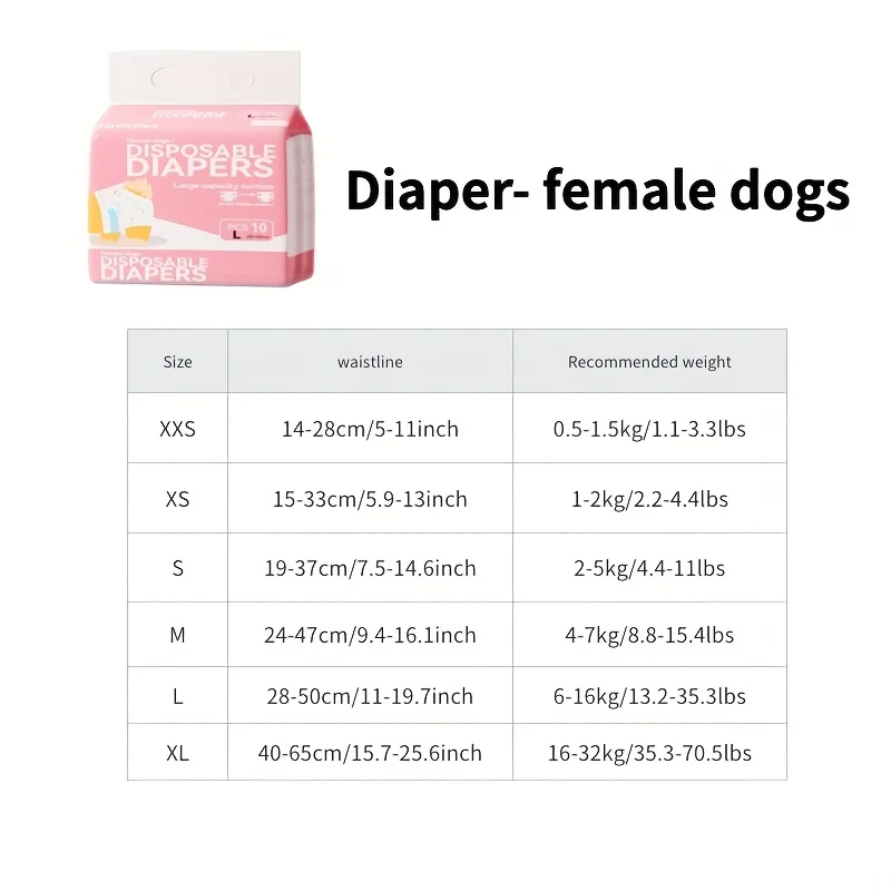 10pcs Super Absorbent Diapers Male Dog Bitch Physiological Pants Diaper Pet Disposable Healthy Leak-Proof Deodorant Diapers